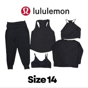 5 piece Lululemon Bundle Size 14 A mix of black Lululemon clothing